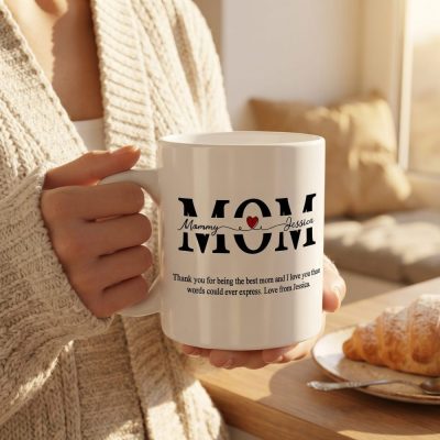 Personalized Mom Mug, Gift for Mom, Mothers Day Mug, I love you Mom, Family Pers — lifestyle scene