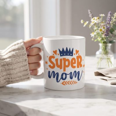 Super Mom Mug, Inspirational Coffee Cup for Moms, Best Mom Gift, Mothers Day Present, Cute and Funny Mug for Supermoms