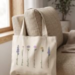 Mothers Day Garden Flower Tote Bag, Personalized Mama Grandma Birth Flower Tote Bag, Mom Birthday Gift, Women Shopping Bag, New Grandma Gift