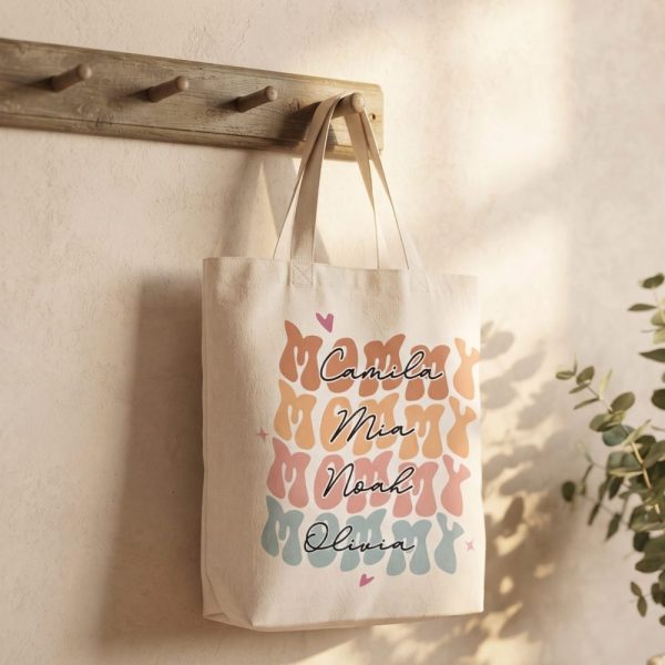 Mommy Tote Bag, Mom Custom Shopping Bag, Personalized Mothers Day Gift for Mom, Mom Birthday Gift from Daughter, Mum Christmas Gift