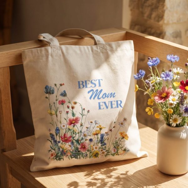 Mothers Day Gift 2024 "Best Mom Ever" Canvas Tote Bag - Perfect Eco-Friendly Shopping & Errands Bag for Mom, gift ideas, shopping bag