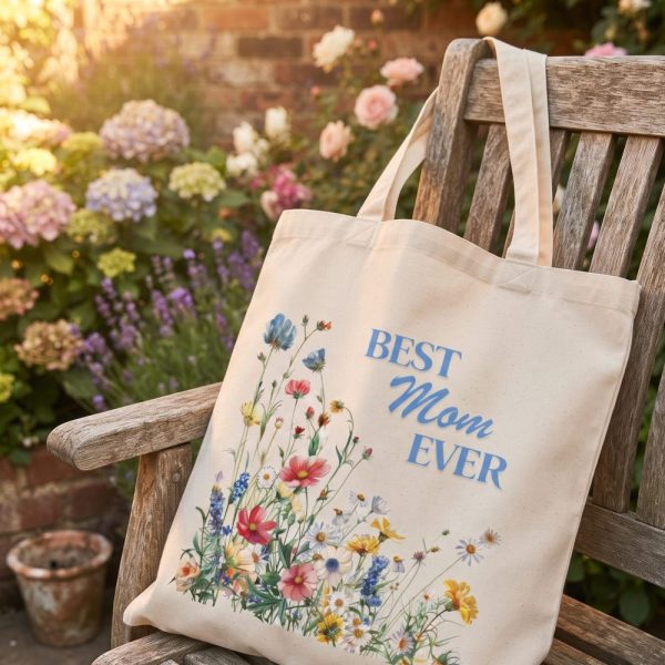 Mothers Day Gift 2024 "Best Mom Ever" Canvas Tote Bag - Perfect Eco-Friendly Shopping & Errands Bag for Mom, gift ideas, shopping bag
