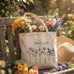 Mamas Garden Tote Bag, Gift For Grandma, Mothers Day Gift, Custom Tote Bags with Kids Name, Personalized Floral Tote Mom Gift