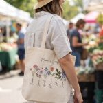Mamas Garden Tote Bag, Gift For Grandma, Mothers Day Gift, Custom Tote Bags with Kids Name, Personalized Floral Tote Mom Gift