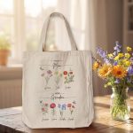First Mom Now Grandma Tote Bag, Gift For Grandma, Mothers Day Gift, Nana Gift, Personalized Floral Tote Mom Gift, Gift for Nana