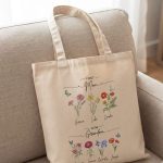 First Mom Now Grandma Tote Bag, Gift For Grandma, Mothers Day Gift, Nana Gift, Personalized Floral Tote Mom Gift, Gift for Nana