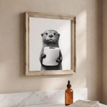 Otter Poster Animal Bathroom Poster Otter Gift Otter Art Bathroom Wall Decor