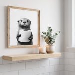 Otter Poster Animal Bathroom Poster Otter Gift Otter Art Bathroom Wall Decor