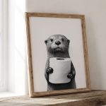 Otter Poster Animal Bathroom Poster Otter Gift Otter Art Bathroom Wall Decor