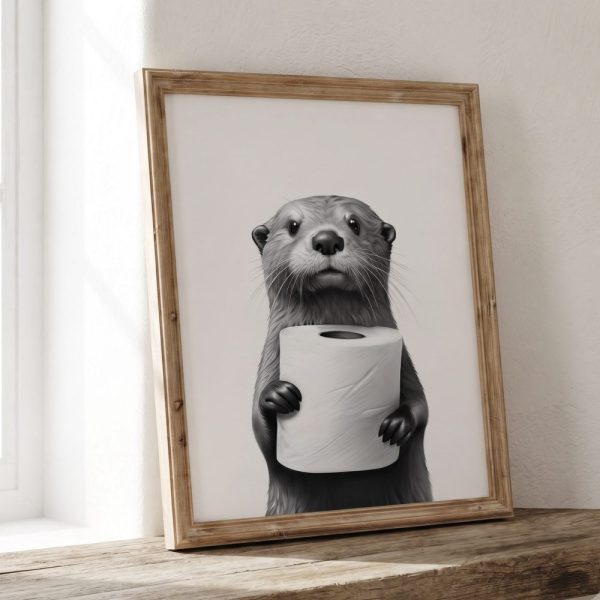 Otter Poster Animal Bathroom Poster Otter Gift Otter Art Bathroom Wall Decor