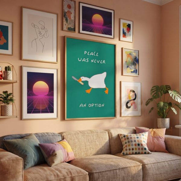Silly Goose Print, Funny Gen Z Living Room Decor, Trendy Duck Wall Art