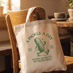 Pickle Lover Canvas Tote Bag, Pickles Lover Gift, Funny Pickle Bag, Retro Pickle Tote Bag For Women, Pickle Gift For Her, Funny Anxiety Gift