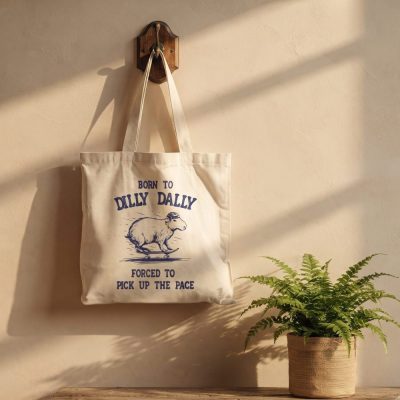 Born To Dilly Dally Tote Bag Funny Capybara Retro Vintage Cotton Canvas Bag Gift For Capybara Lover Funny Meme Silly Cute Weirdcore Gift