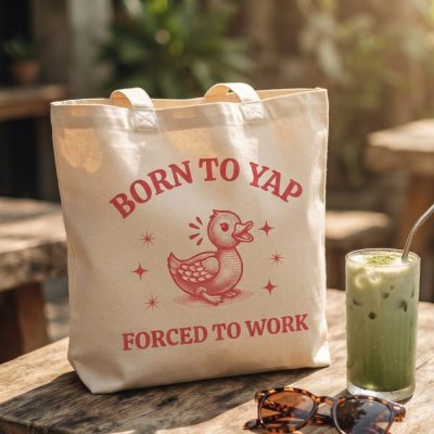 Born To Yap Tote Bag Silly Tote Bag Funny Tote Bag Sarcastic Saying Tote Bag Weirdcore Style Graphic Tote Bag Funny Duck Yapper Apparel