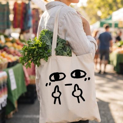 Funny Middle Finger Tote Bag, Funny Tote Bag, Tote Bag Gift, Cute Tote Bag, Shop — lifestyle scene