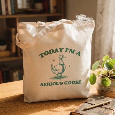 Serious Goose Funny Tote Bag, Retro Meme Tote, Weird Crazy Design, Cute Quirky Gift, Tote Bag, Perfect For Friends, Funny Gift Idea