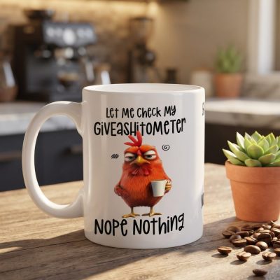 Custom Funny Coffee Mug, Let Me Check My Giveashitometer Nope Nothing