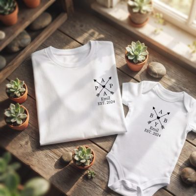 Personalized Dad T-Shirt And Baby Bodysuit Set. Matching Dad Baby Outfit. Gift For Father'S Day. Dad Kid Matching Set. Family Outfit.