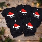 Santa Claus Hat Shirt, Family Christmas Name Shirts, 2025 Noel Thist, Famil Noel Shirt, Custom Family Christmas Shirt, Matching Family Tees
