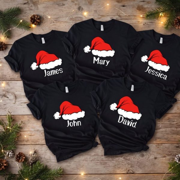 Santa Claus Hat Shirt, Family Christmas Name Shirts, 2025 Noel Thist, Famil Noel Shirt, Custom Family Christmas Shirt, Matching Family Tees