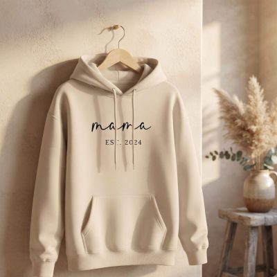 Mama Est. 2024 Hoodie - Personalized New Mom Gift - Comfy Mother'S Day Sweatshirt - Custom Pregnancy Announcement - Baby Shower Present