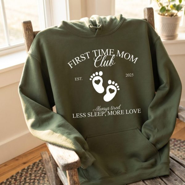 New Mom Hoodie, First Time Mom Club Hooded Sweatshirt, Gift For New Mom, Postpartum Gift, Funny Gift For First Time Mom. Plus Size Hoodie