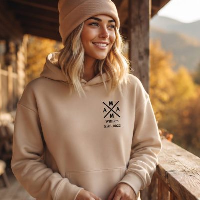 Personalized Mama Hoodie, Custom Mom Hoodie, Est Year Mama Hoodie, Gift For Moth — lifestyle scene