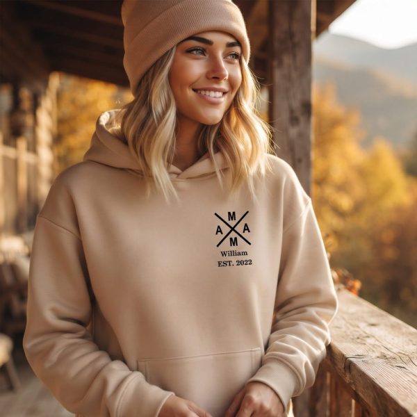 Personalized Mama Hoodie, Custom Mom Hoodie, Est Year Mama Hoodie, Gift For Mother Shirt, Gift For Best Mom, Mother'S Day Gift, Baby Shower