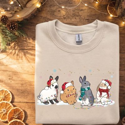 Bunny Christmas Sweatshirt, Cute Rabbit Shirt, Christmas Rabbit Gift Shirt, Rabbit Lover Shirt, Christmas Animal Shirts, Christmas Gift Tees