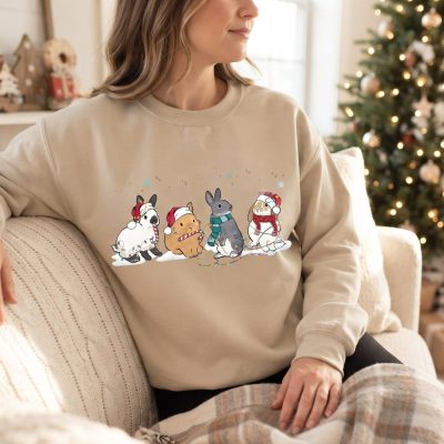 Bunny Christmas Sweatshirt, Cute Rabbit Shirt, Christmas Rabbit Gift Shirt, Rabb — lifestyle scene