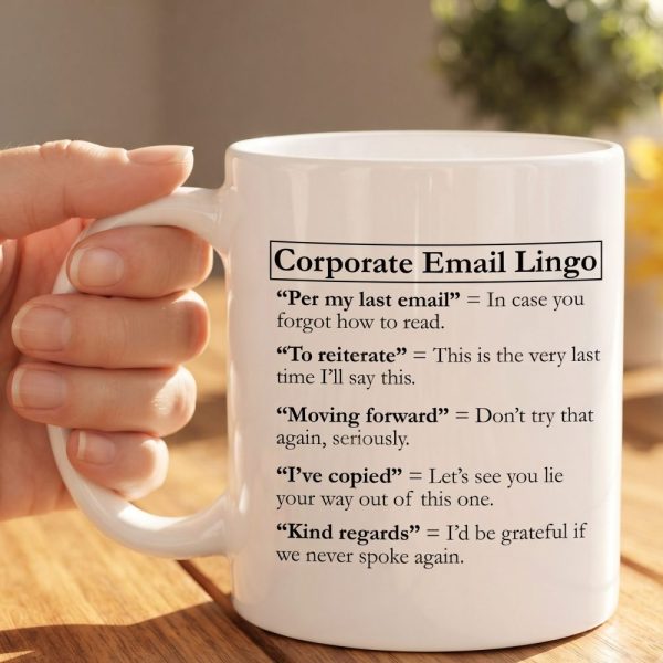 Work Corporate Email Lingo Coffee Mug, Coworker Gift, Boss Mug