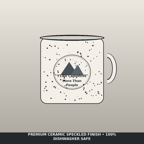 I Like Campfires More Than People Speckled Enamel Mug - Introvert Outdoor Camper Ceramic Cup