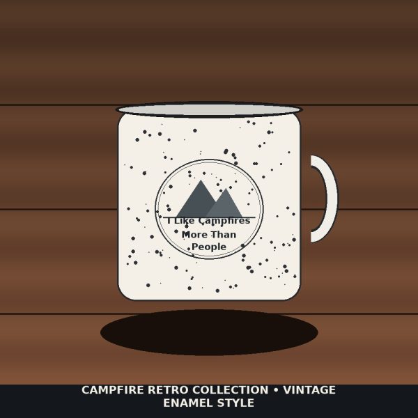 I Like Campfires More Than People Speckled Enamel Mug - Introvert Outdoor Camper Ceramic Cup
