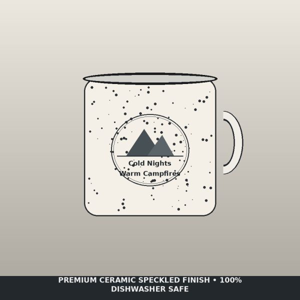 Cold Nights Warm Campfires Speckled Pottery Mug - Cozy Winter Cabin Hot Cocoa Cup