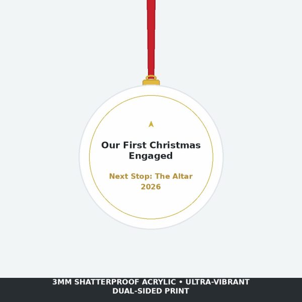 Our First Christmas Engaged 2026 Acrylic Ornament - Diamond Ring Engagement Keepsake