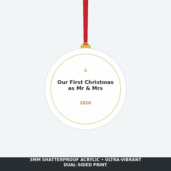 First Christmas as Mr & Mrs 2026 Acrylic Ornament - Personalized Newlywed Holiday Keepsake