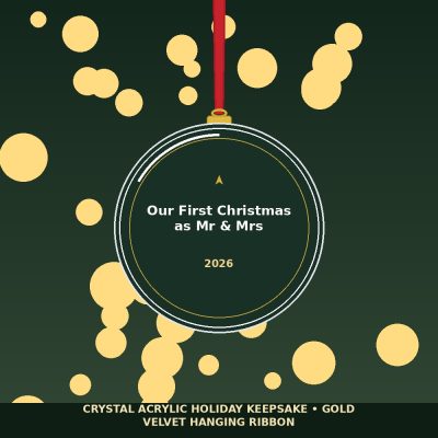 First Christmas as Mr & Mrs 2026 Acrylic Ornament - Personalized Newlywed Holiday Keepsake — lifestyle view
