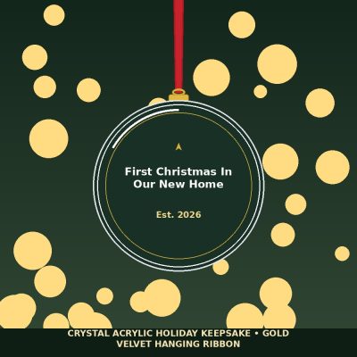 First Christmas in Our New Home 2026 Acrylic Ornament - New Homeowner Key Keepsake — lifestyle view