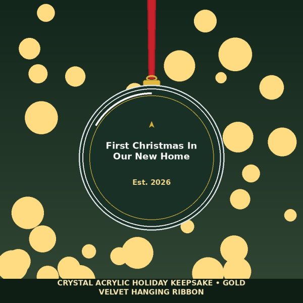 First Christmas in Our New Home 2026 Acrylic Ornament - New Homeowner Key Keepsake