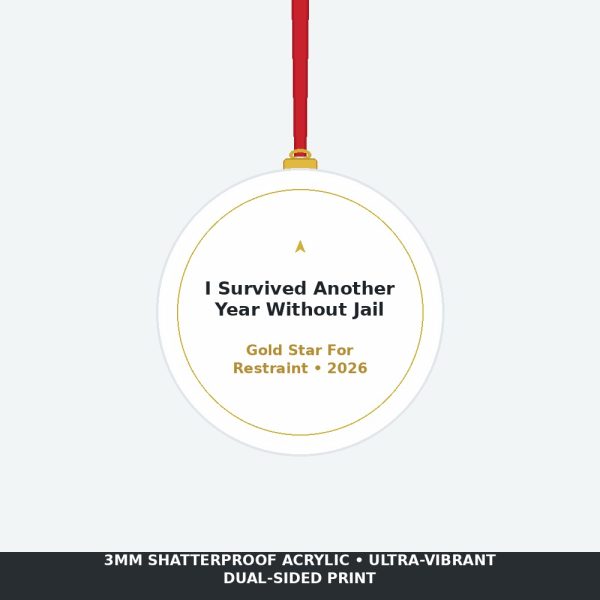 I Survived Another Year Without Going To Jail 2026 Acrylic Ornament - Funny Holiday Gag Gift