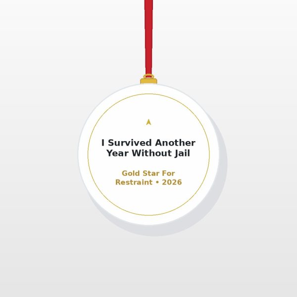 I Survived Another Year Without Going To Jail 2026 Acrylic Ornament - Funny Holiday Gag Gift