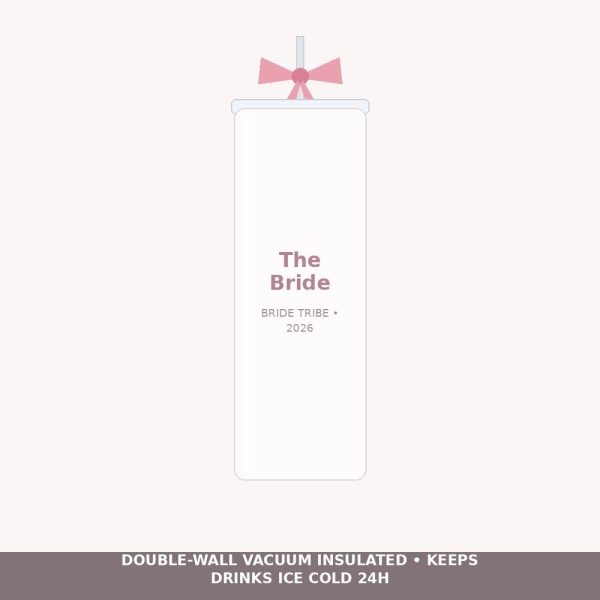 Future Mrs Bride Ribbon Tumbler with Straw & Bow - Elegant Wedding Morning Insulated Cup