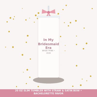 In My Bridesmaid Era Ribbon Tumbler with Straw - Trendy Retro Bridal Party Drinkware — lifestyle view