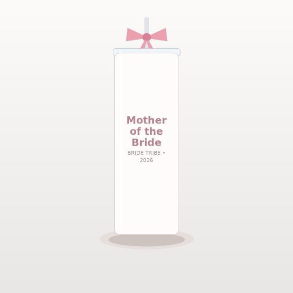 Mother of the Bride Ribbon Tumbler with Straw & Bow - Sentimental Wedding Day Cup