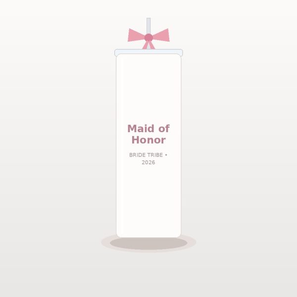 Maid of Honor Ribbon Tumbler with Straw & Bow - Chic Bridal Shower Keepsake Cup