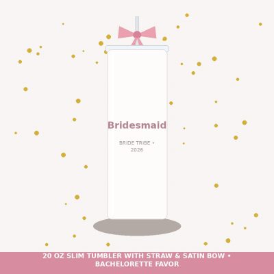 Bridesmaid Custom Ribbon Tumbler with Straw & Bow - Personalized Bachelorette Party Keepsake — lifestyle view