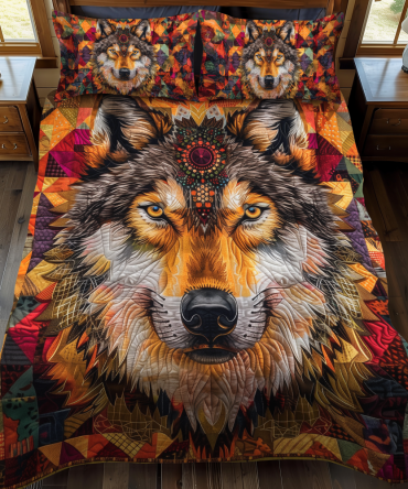 Wolf Native 3-Piece Quilted Bedding Set
