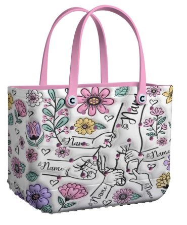 Custom Floral Tote Bag – Personalized Name Design, Durable & Stylish For Everyday Use