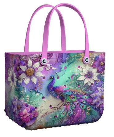 Vibrant Peacock & Floral Tote Bag – Bold, Artistic Design For Stylish Everyday Use