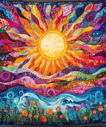 Golden Horizon Quilted Blanket